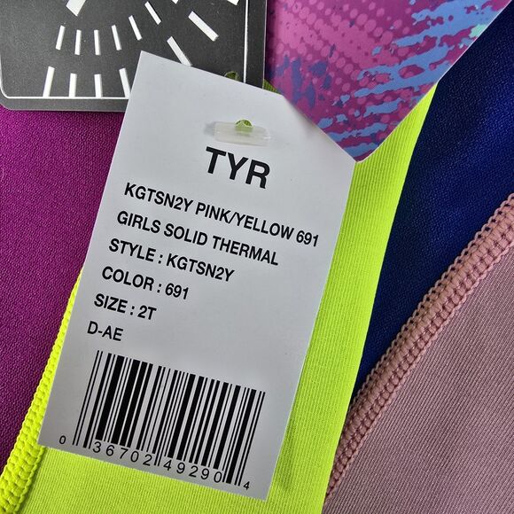 TYR Girls Solid Thermal Swim Suit Zip up Purple Pink Blue Neom Size 2T New - Picture 5 of 5